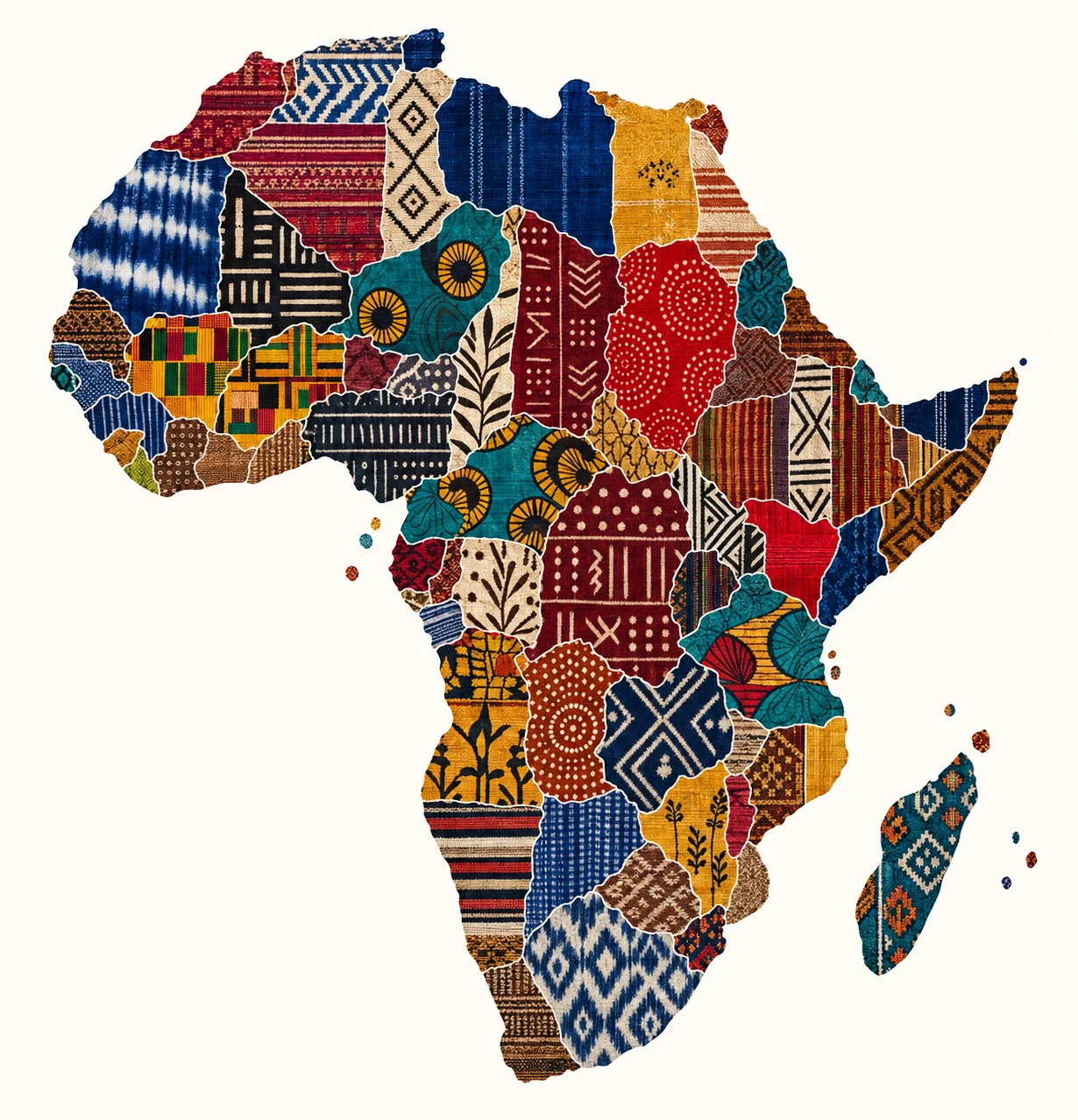 Carte textile illustrée de l’Afrique
